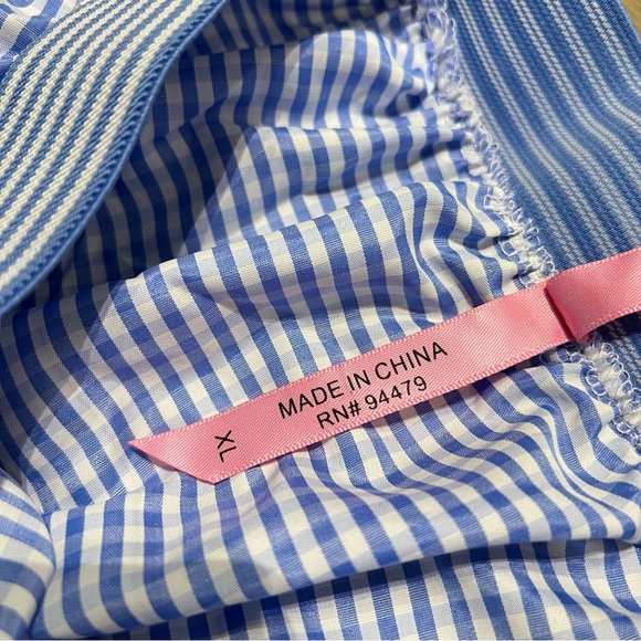 NWOT MAGIC Floral Embroidered Skirt Blue Checkered Garterized Waist Size XL - Picture 10 of 15